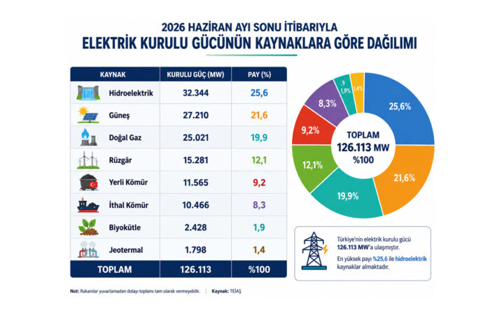 Türkiye’nin elektrik kurulu gücü 126 bin megavatı aştı